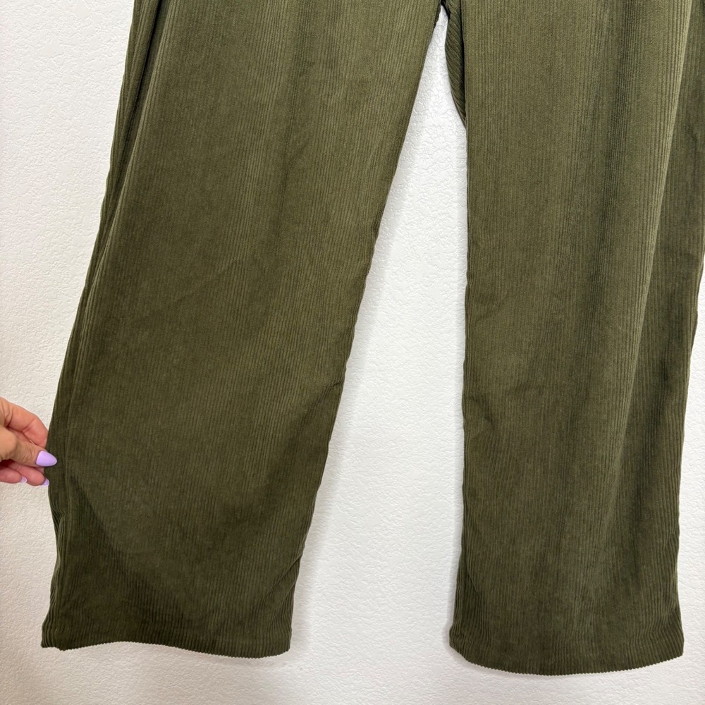 Halara Olive Green Corduroy Wide Leg Pants High Waisted Pleated XL Petite - Picture 4 of 8